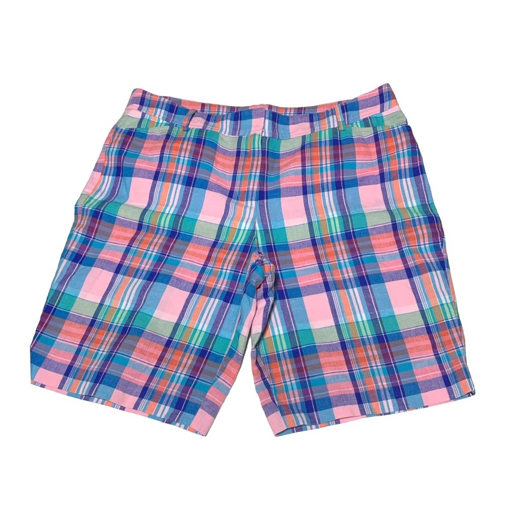 NWOT Talbots Pink Blue Plaid Flat Front Comfy and Lightweight Short Sz 10